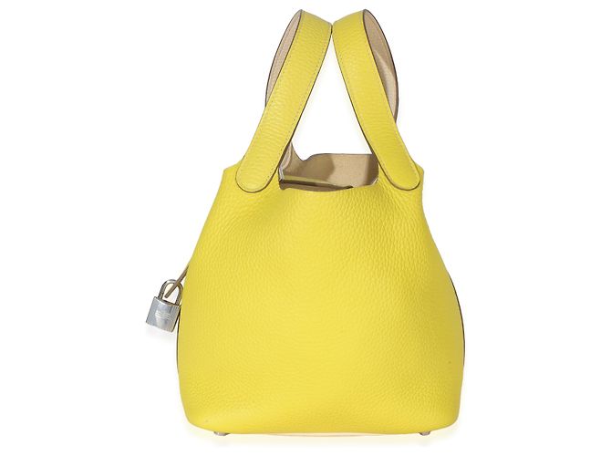 Hermès Clemence Bi-Color Lime Nata Picotin Lock 18 PHW Beige Giallo - vista 8
