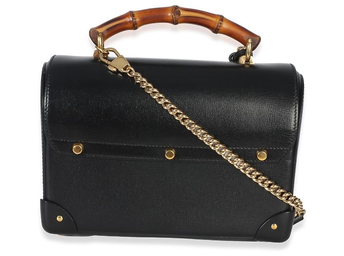 Borsa a tracolla Gucci Black Azalea in pelle di vitello piccola con lucchetto e bambù Nero - vista 2