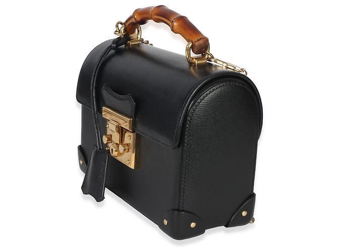 Borsa a tracolla Gucci Black Azalea in pelle di vitello piccola con lucchetto e bambù Nero - vista 3