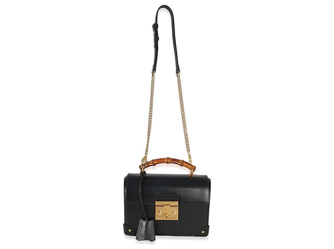 Borsa a tracolla Gucci Black Azalea in pelle di vitello piccola con lucchetto e bambù Nero - vista 5