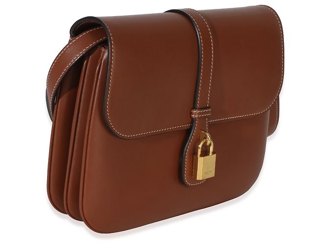 Céline Borsa Tabou Flap Medium in pelle di vitello liscia color Tan Celine Marrone Beige - vista 2