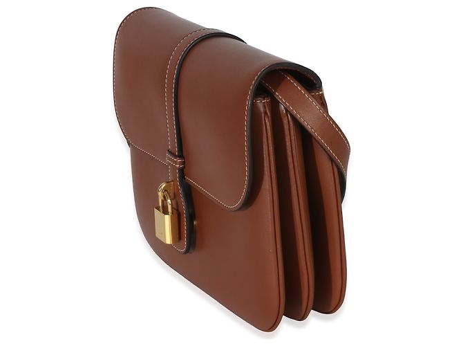 Céline Borsa Tabou Flap Medium in pelle di vitello liscia color Tan Celine Marrone Beige - vista 4
