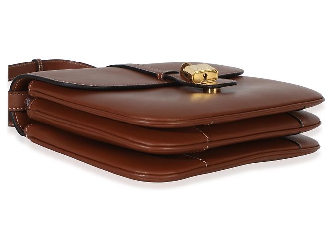 Céline Borsa Tabou Flap Medium in pelle di vitello liscia color Tan Celine Marrone Beige - vista 5
