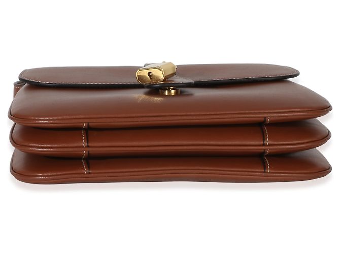 Céline Borsa Tabou Flap Medium in pelle di vitello liscia color Tan Celine Marrone Beige - vista 6