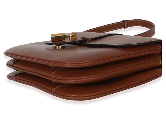 Céline Borsa Tabou Flap Medium in pelle di vitello liscia color Tan Celine Marrone Beige - vista 7
