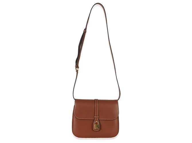 Céline Borsa Tabou Flap Medium in pelle di vitello liscia color Tan Celine Marrone Beige - vista 8