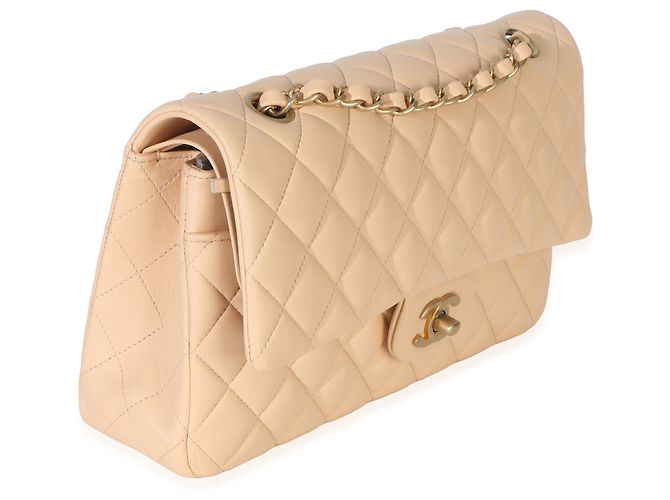 Timeless Borsa Chanel Beige Quilted Lambskin Medium Classic Double Flap - vista 4