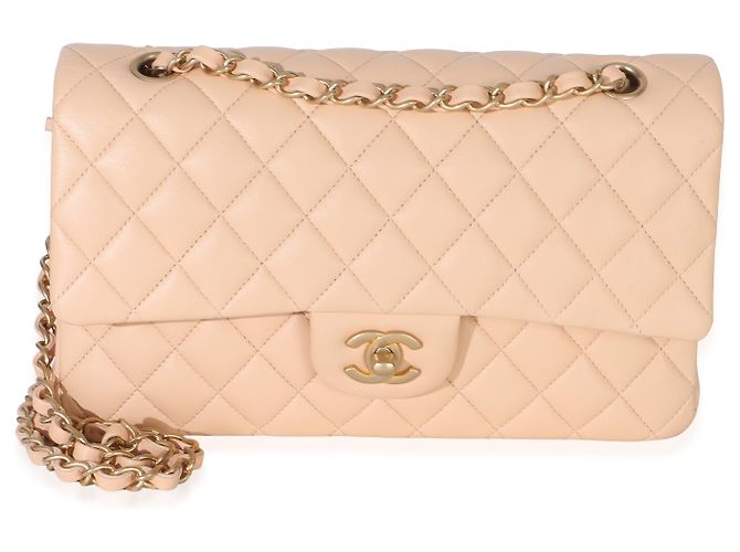 Timeless Borsa Chanel Beige Quilted Lambskin Medium Classic Double Flap - vista 8