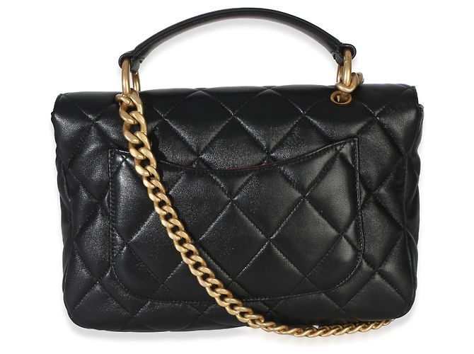 Timeless Borsa Chanel Black Quilted Lambskin Top Handle Envelope Flap Bag Nero - vista 2