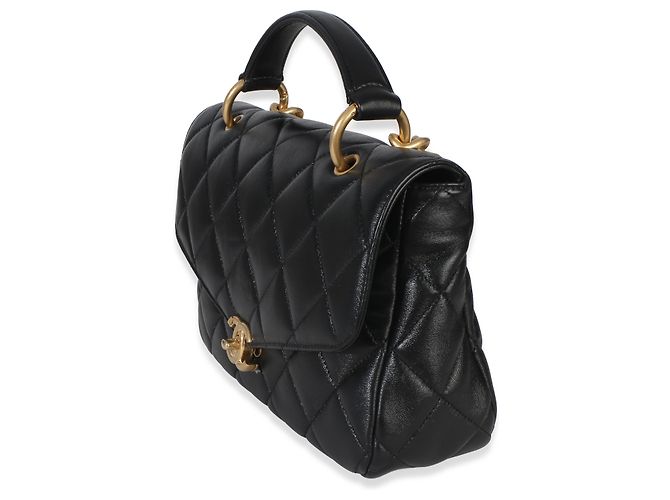 Timeless Borsa Chanel Black Quilted Lambskin Top Handle Envelope Flap Bag Nero - vista 3