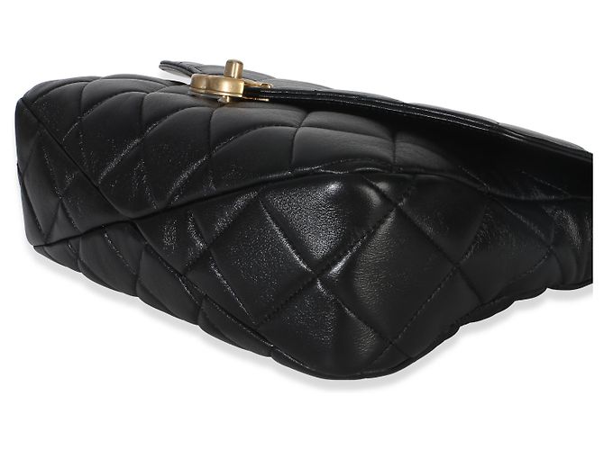 Timeless Borsa Chanel Black Quilted Lambskin Top Handle Envelope Flap Bag Nero - vista 6