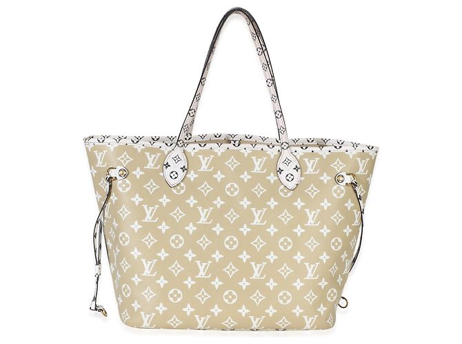Louis Vuitton Kaki Monogram Giant Neverfull MM Bianco Verde - vista 2