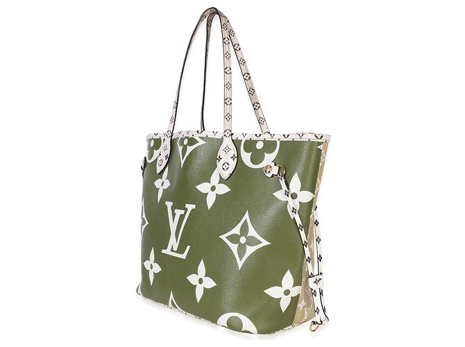 Louis Vuitton Kaki Monogram Giant Neverfull MM Bianco Verde - vista 3