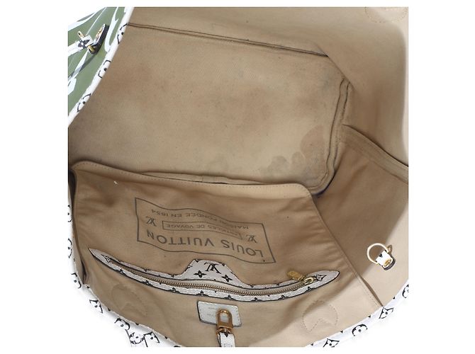 Louis Vuitton Kaki Monogram Giant Neverfull MM Bianco Verde - vista 5