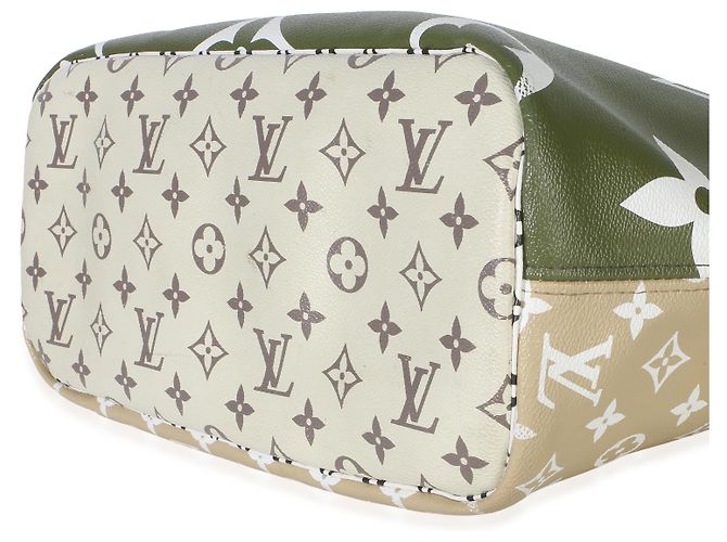 Louis Vuitton Kaki Monogram Giant Neverfull MM Bianco Verde - vista 6