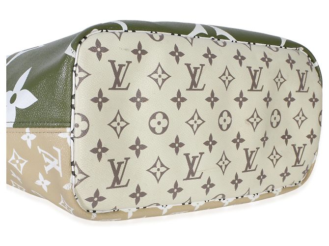 Louis Vuitton Kaki Monogram Giant Neverfull MM Bianco Verde - vista 7
