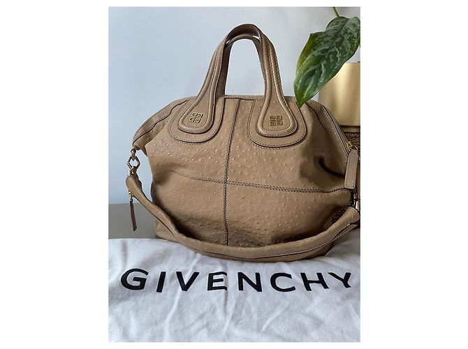 Givenchy Nightingale Medium Handtasche aus Straußenleder Beige - Ansicht 11