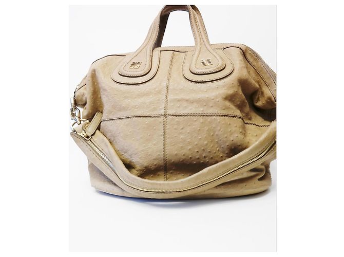 Givenchy Nightingale Medium Handtasche aus Straußenleder Beige - Ansicht 5