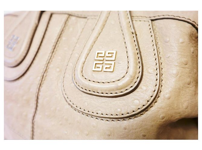 Givenchy Nightingale Medium Handtasche aus Straußenleder Beige - Ansicht 6
