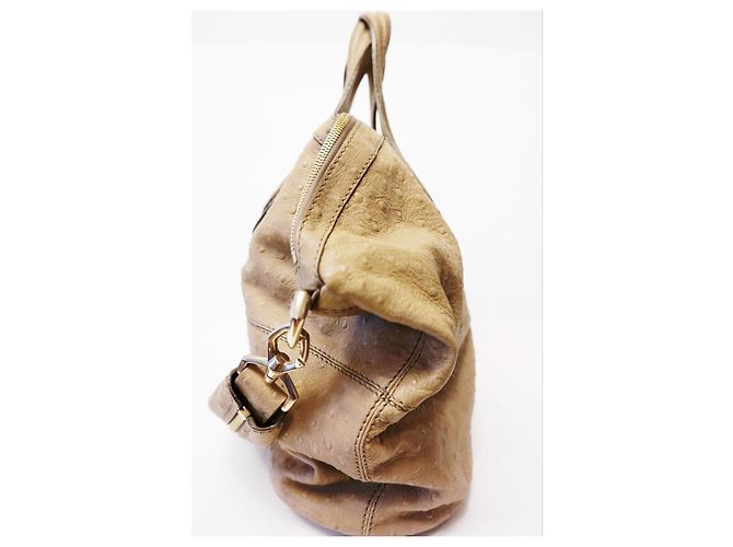 Givenchy Nightingale Medium Handtasche aus Straußenleder Beige - Ansicht 7
