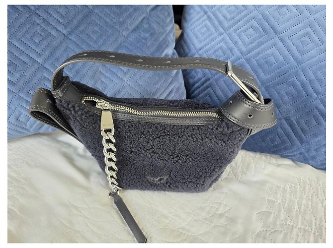 Zadig & Voltaire Borsa a tracolla Cecilia XS in shearling nero - vista 10