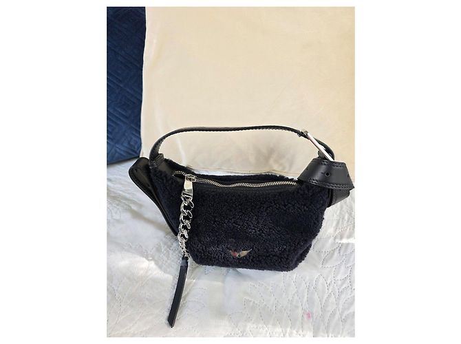 Zadig & Voltaire Borsa a tracolla Cecilia XS in shearling nero - vista 2