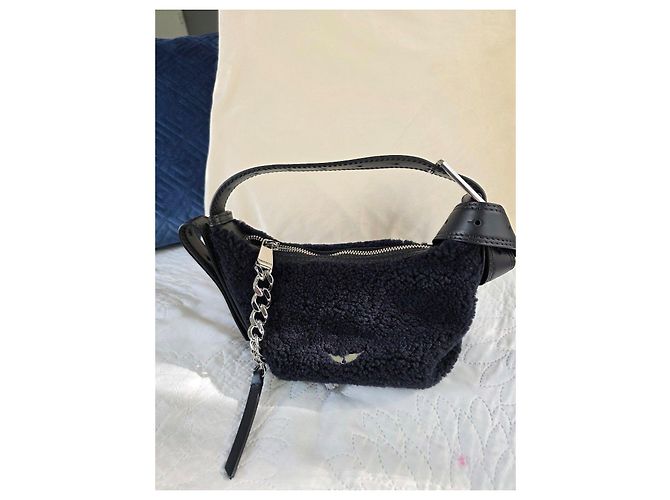 Zadig & Voltaire Borsa a tracolla Cecilia XS in shearling nero - vista 3
