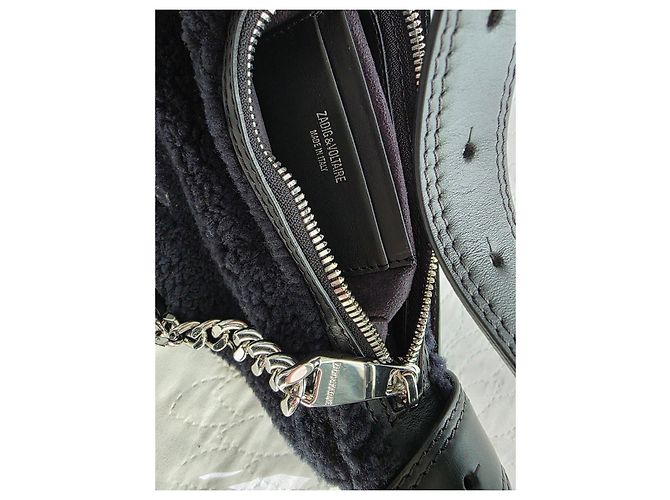 Zadig & Voltaire Borsa a tracolla Cecilia XS in shearling nero - vista 9