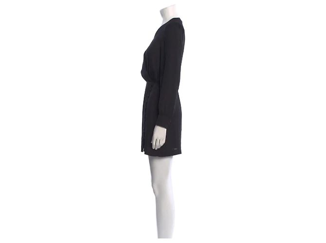 SéZane Wickelkleid Schwarz mit langen Ärmeln - Ansicht 2