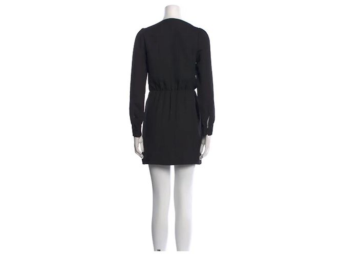 SéZane Wickelkleid Schwarz mit langen Ärmeln - Ansicht 3