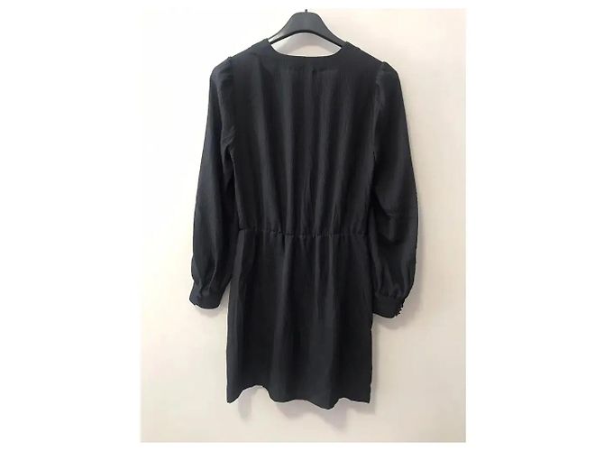 SéZane Wickelkleid Schwarz mit langen Ärmeln - Ansicht 4