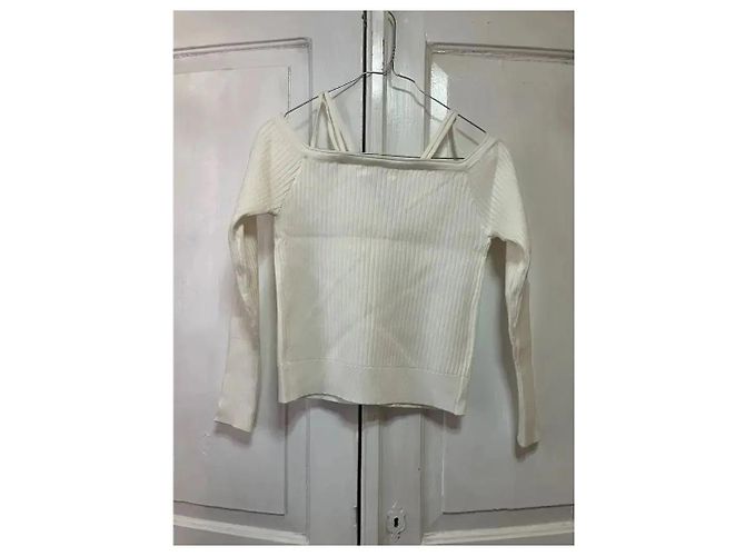 Autre Marque Monique Weißer Rippstrick-Cardigan mit Cold-Shoulder - Ansicht 4