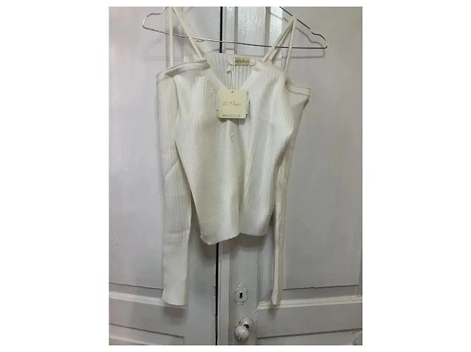 Autre Marque Monique Weißer Rippstrick-Cardigan mit Cold-Shoulder - Ansicht 7