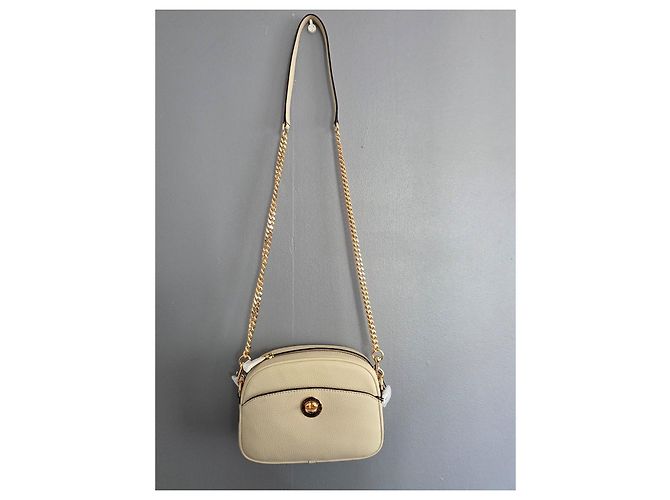 Marc Jacobs Borsa Camera Signet Turnlock in pelle beige - vista 10