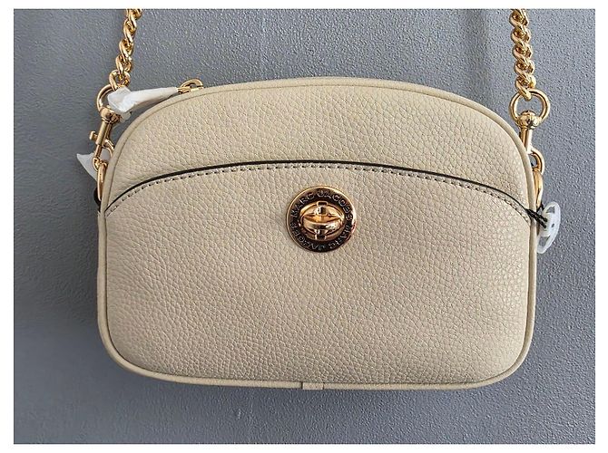 Marc Jacobs Borsa Camera Signet Turnlock in pelle beige - vista 11