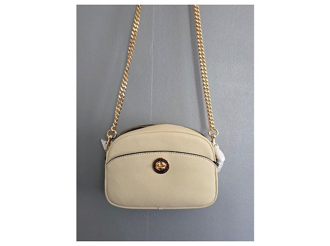 Marc Jacobs Borsa Camera Signet Turnlock in pelle beige - vista 14