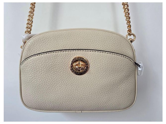 Marc Jacobs Borsa Camera Signet Turnlock in pelle beige - vista 9