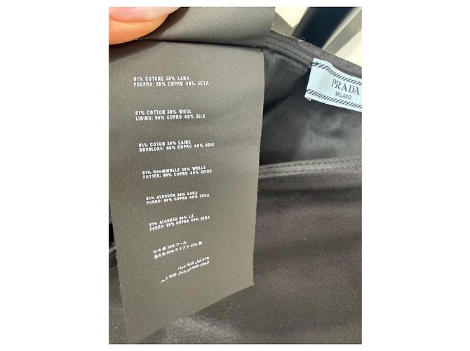 Prada Gonna a trapezio nera in cotone e lana Nero - vista 4