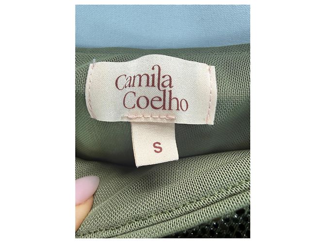 Autre Marque Camila Coelho Completo Gonna e Crop Top in Paillettes Verde - vista 2