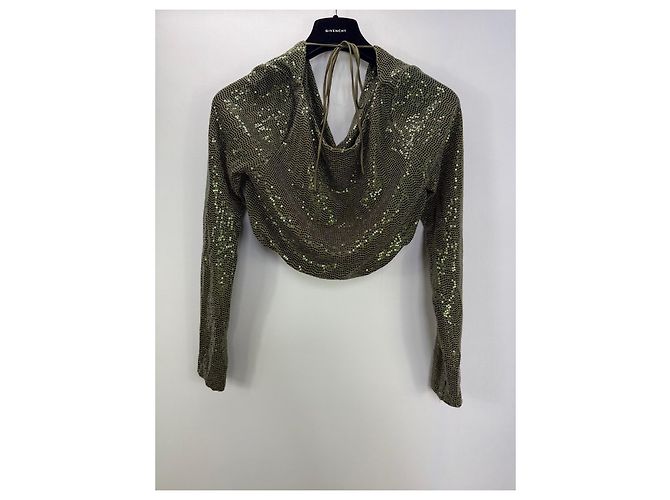 Autre Marque Camila Coelho Completo Gonna e Crop Top in Paillettes Verde - vista 5