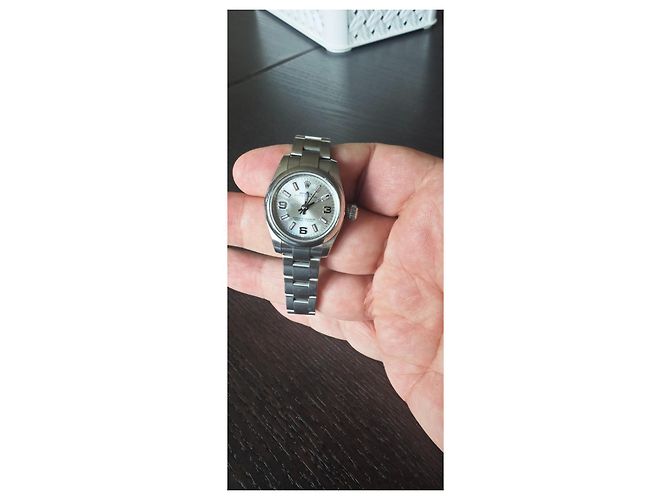 Rolex Oyster Perpetual Uhr Silber Silber Hardware - Ansicht 4
