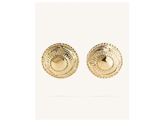 Autre Marque Goldfarbene runde Stecker-Ohrringe Golden - Ansicht 10