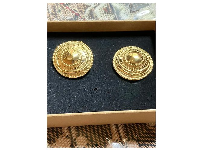 Autre Marque Goldfarbene runde Stecker-Ohrringe Golden - Ansicht 2