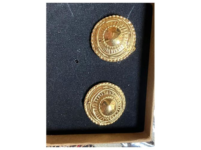 Autre Marque Goldfarbene runde Stecker-Ohrringe Golden - Ansicht 3
