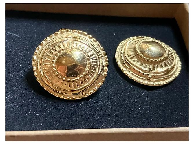 Autre Marque Goldfarbene runde Stecker-Ohrringe Golden - Ansicht 6