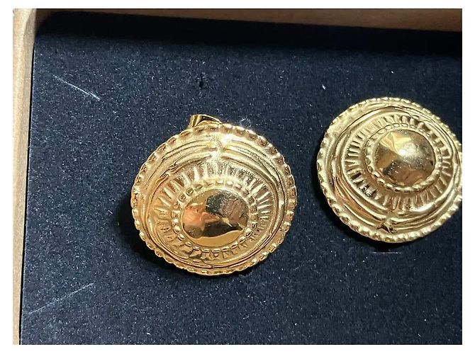 Autre Marque Goldfarbene runde Stecker-Ohrringe Golden - Ansicht 7