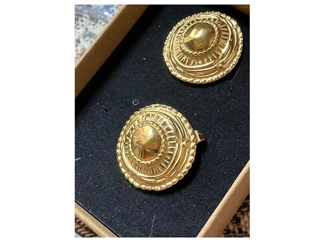 Autre Marque Goldfarbene runde Stecker-Ohrringe Golden - Ansicht 9