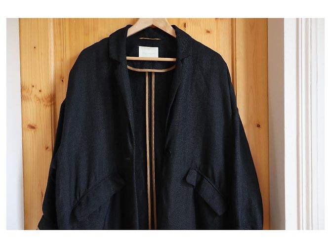 Autre Marque Abrigo oversize largo Momoni negro de lino y viscosa - vista 10