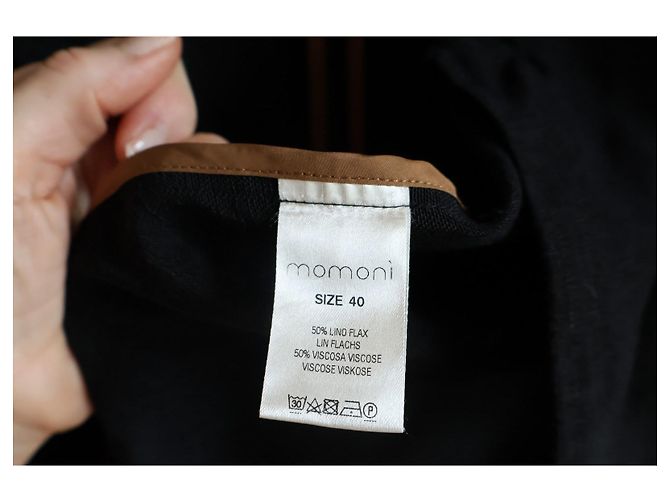 Autre Marque Abrigo oversize largo Momoni negro de lino y viscosa - vista 15