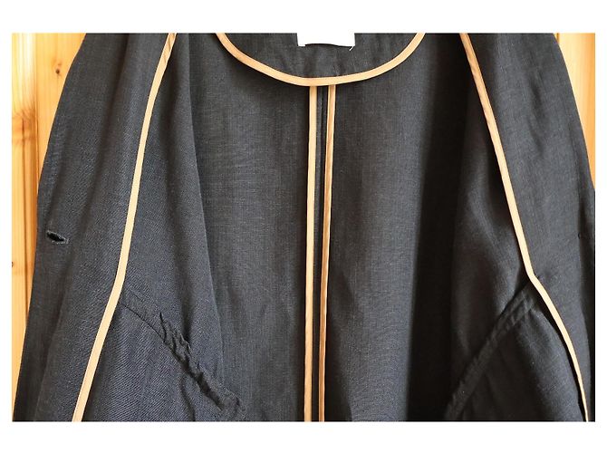 Autre Marque Abrigo oversize largo Momoni negro de lino y viscosa - vista 8